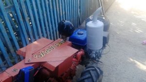 Работа глушителя из огнетушителя для мотоблока МТЗ. Двигатель Лифан 13 л.с