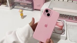 iPhone 15 (pink) unboxing & accessories ?☁️