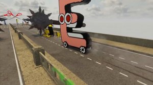 English & Spanish Alphabet Lore Cars vs Obstacle Course in Teardown