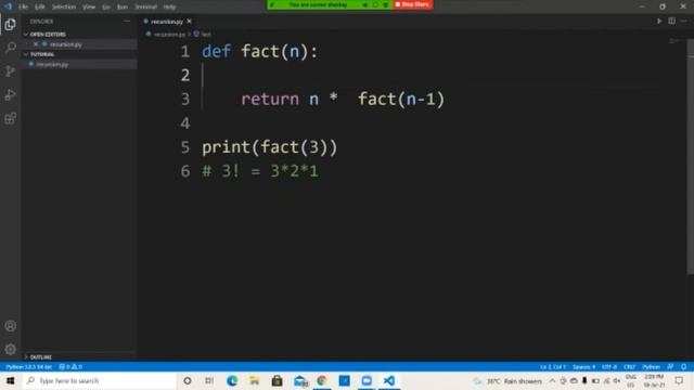 Recursion in Python | Recursion In Data Structure and Algorithms Using Python | Factorial recursion смотреть онлайн