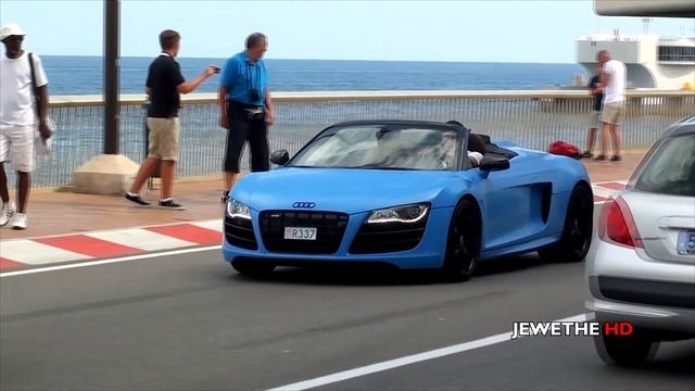 MATTE BLUE Audi R8 V10 Spyder Spotted in Monaco! STUNNING! (1080p Full HD) смотреть онлайн