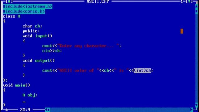 C++ program to print ASCII value of any character using classes | print ASCII value of character смотреть онлайн