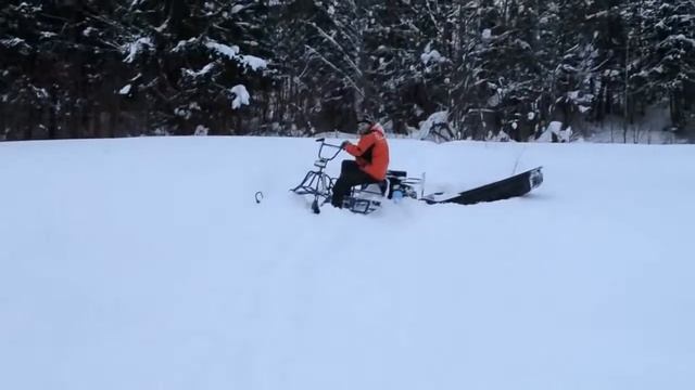 Испытание мотобуксировщика Бурлак с лыжным модулем.