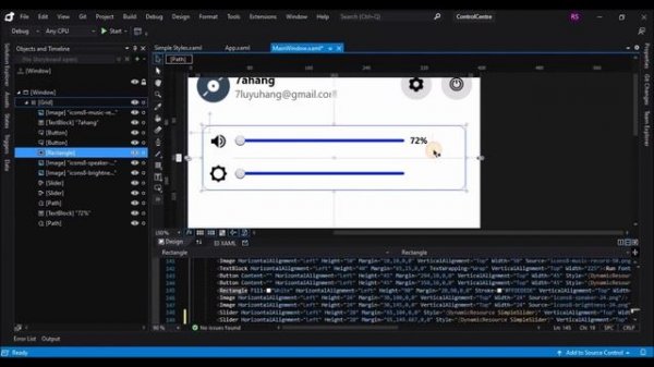 WPF Tutorial : Control Panel in Visual studio blend 2019 | Control Panel UI Design | C# WPF