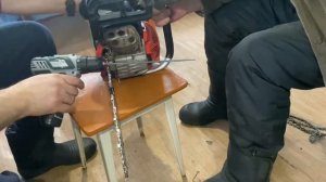 Заточка цепи для бензопилы.С помощью шуруповёрта и напильника.