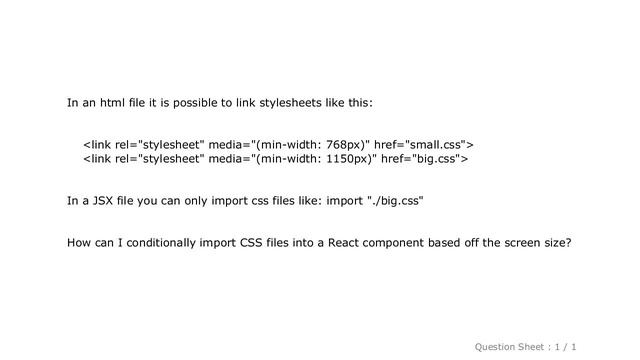HTML : Link stylesheet with media query to React component смотреть онлайн