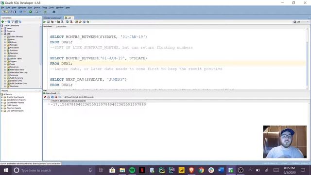 Oracle SQL Lab 1 - Objective 7: Date LAST_DAY, MONTHS_BETWEEN, NEXT DAY смотреть онлайн