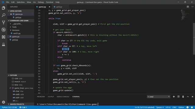 Python mini games showcase Ep. 3 - Catch the eggs - console game (with source code) смотреть онлайн