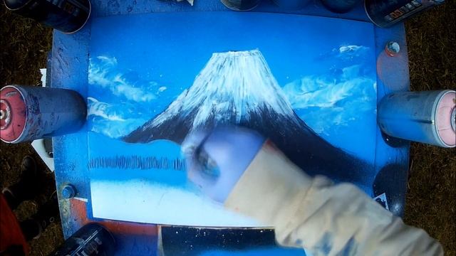 Fuji - Spray Paint Art / КАРТИНА БАЛЛОНЧИКАМИ смотреть онлайн