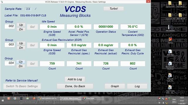VCDS - VW Passat B6 - Engine - Measuring Blocks смотреть онлайн
