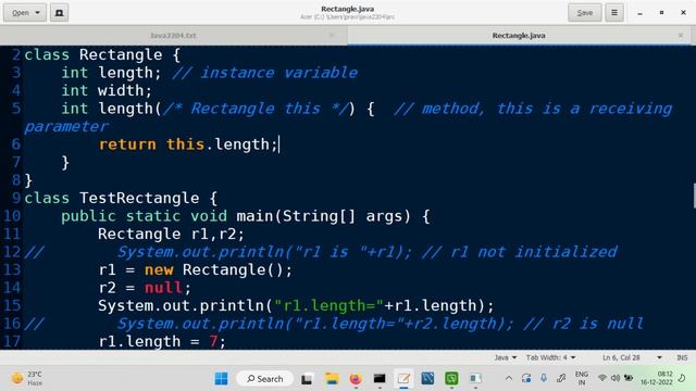 Defining a class in Java смотреть онлайн