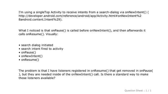 Android : onNewIntent() lifecycle and registered listeners смотреть онлайн