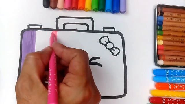 Teach drawing for kids - how to paint a wallet easily смотреть онлайн