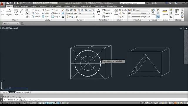 AutoCad Trim and Extend Tutorial смотреть онлайн