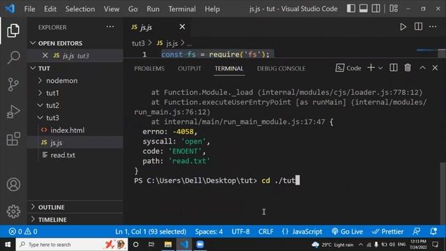 how to solve fs module error of reading file in node смотреть онлайн