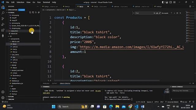 ADD To Cart in React js | part-2 | Data With Json | React js смотреть онлайн