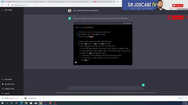 Shell Sort Algorithm using Java Programming Language generated by ChatGPT AI смотреть онлайн