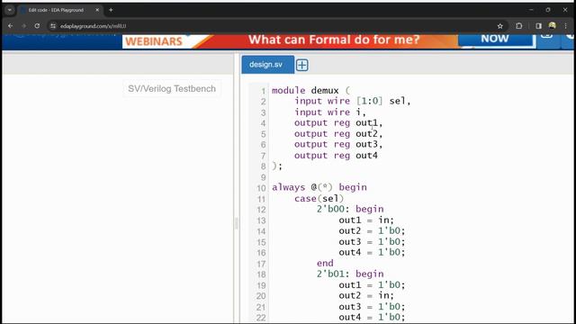 #12 1 4 De mux using Verilog || Eda playground смотреть онлайн