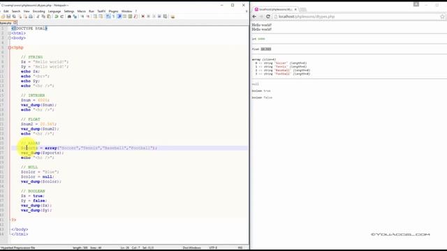 10. PHP Data Types смотреть онлайн