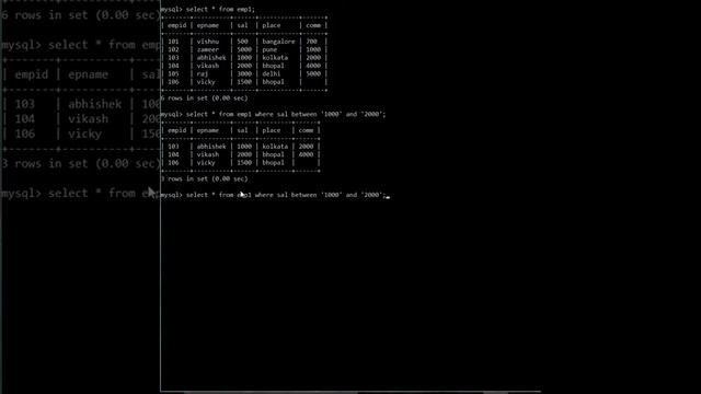 Between clause in Mysql смотреть онлайн