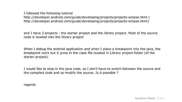 Android : Debug Android library project with java source code смотреть онлайн