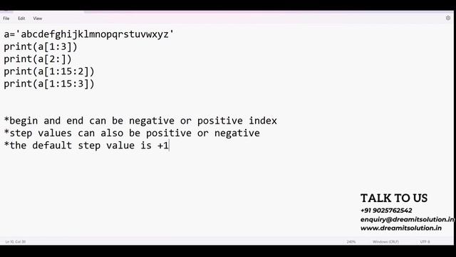 PYTHON | SLICE OPERATOR | STRING DATATYPE @DreamITSolutions смотреть онлайн