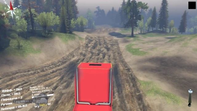Грузовики на бездорожье КАМАЗ 54112 в грязи в игре SpinTires 2015 смотреть онлайн