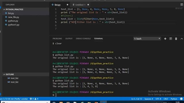Remove None value in list python смотреть онлайн