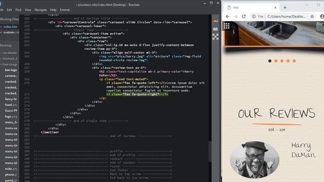 bootstrap 4 carousel plumber reviews html & css смотреть онлайн