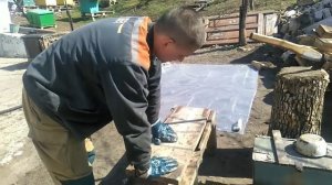 Перетопка пчелиных рамок , воска , просто и легко с помощью воскопреса лисица.