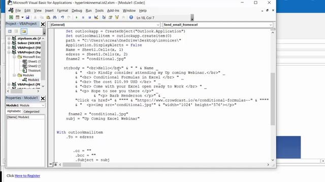 How to Add a Hyperlink to the Body of an Email sent from Excel смотреть онлайн