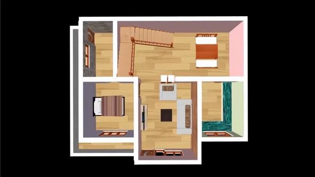 Small House Plan 10 X 7m Bedroom With American Kitchen 2021
