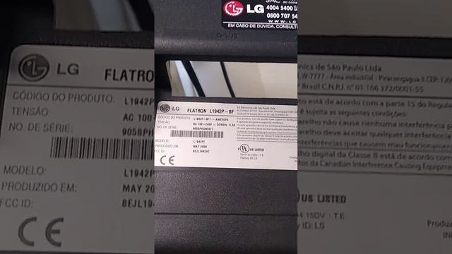@jnsfilho3941 . Monitor LCD LG 19" Flatron L1942P. Nunes Técnico Eletrônica Informática 34 9651195 смотреть онлайн