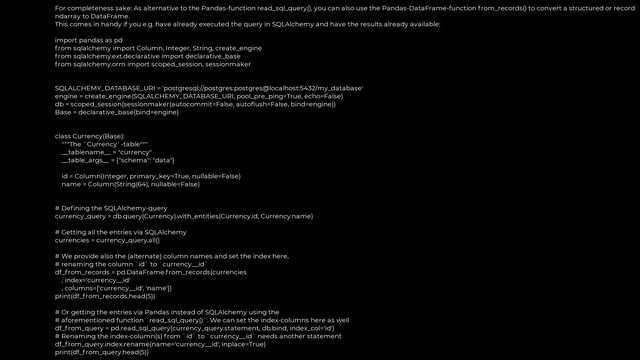 Python :SQLAlchemy ORM conversion to pandas DataFrame(5solution) смотреть онлайн