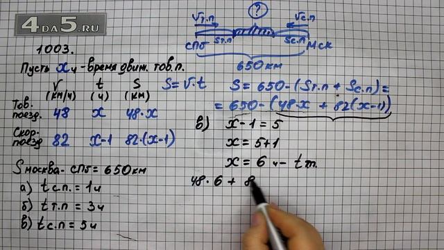 Упражнение 154 Вариант В. Часть 2 (Задание 1003 Вариант В.) – Математика 5 класс – Виленкин Н.Я. смотреть онлайн