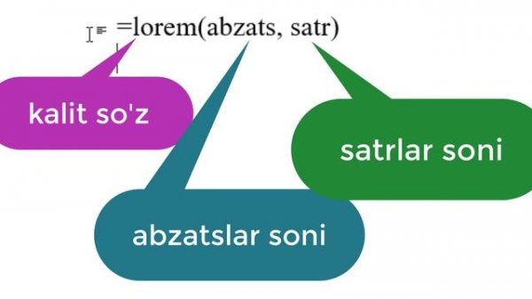 Ms Word da Lorem matnini chiqarish