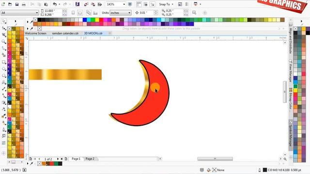 CorelDraw Tutorial - How to Make 3D lighting Moon With Pattern Design in CorelDraw x7 Urdu/Hindi смотреть онлайн