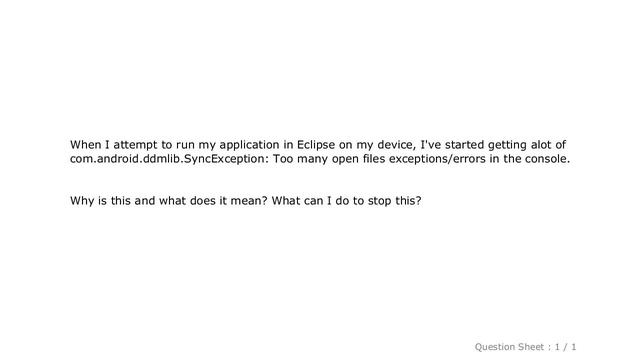 Android : com.android.ddmlib.SyncException: Too many open files смотреть онлайн