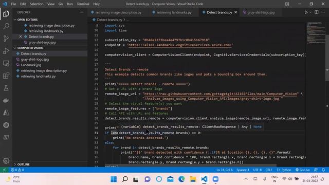 Detecting brands - Azure Cognitive services and python. Computer vision in Python & Azure #3 смотреть онлайн