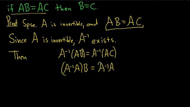 Prove that if A is an Invertible Matrix then AB = AC Implies B = C смотреть онлайн