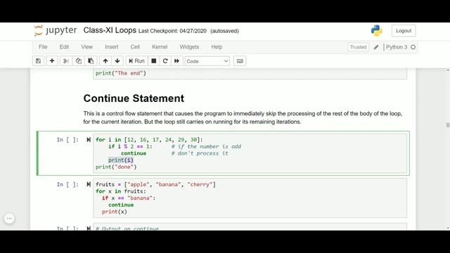 Class XI Loops Jump statement- break, continue, pass смотреть онлайн