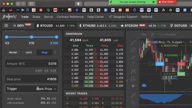 Разгон депозита с плечом х100 в реальном времени. Плюс обсуждаем текущую ситуацию на рынке биткоина