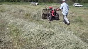 Заготовка сена.Подборщик сена к мотоблоку