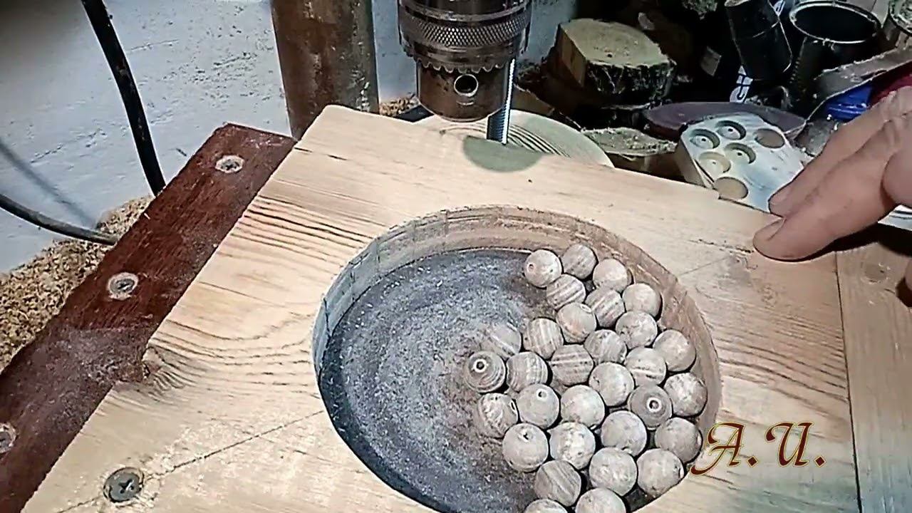 Продолжение эксперимента по шлифовке бусин на сверлильном станке. смотреть онлайн