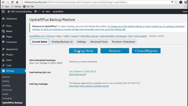 WordPress Backup Plugin - Updraft Part 1 of 2 смотреть онлайн