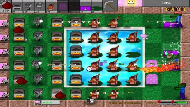 Minecraft Vs Zombies 2 - Dream Land Endless Flags 0-5 - Plants Vs Zombies + Minecraft Fangame