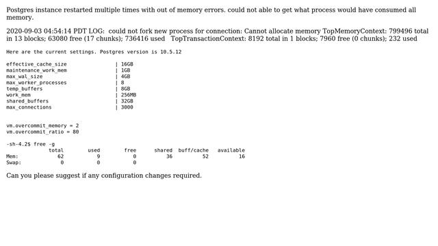 Databases: Postgressql - could not fork new process for connection: Cannot allocate memory смотреть онлайн