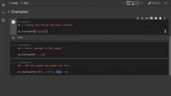 Python startswith() string method