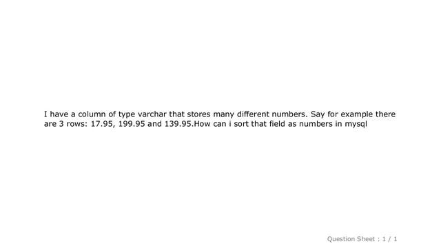MySQL : mysql sort string number смотреть онлайн