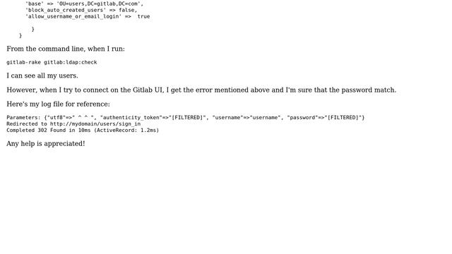 Ldap configuration on gitlab error :Could not authenticate you from Ldapmain because "Invalid... смотреть онлайн